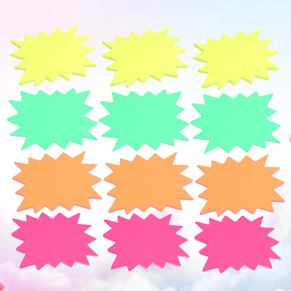 120Pcs Fluorescent Paper Price Tags Explosion Shaped Label Sign for Store Grocery Shop Small Price Label for Goods
120Pcs Fluorescent Paper Price Tags Explosion Shaped Label Sign for Store Grocery Shop Small Price Label for Goods