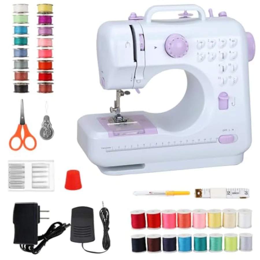 Mini Sewing Machine for Beginners, Portable with Dual Speed, 12 Stitches, Feet Pedal and Accessories Kit for Home Quick Repairs
Mini Sewing Machine for Beginners, Portable with Dual Speed, 12 Stitches, Feet Pedal and Accessories Kit for Home Quick Repairs