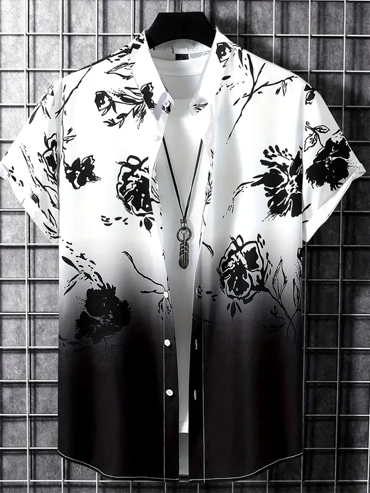 Gradient Shirts Men Flower Print Casual Short Sleeve Lapel T-Shirt Tops Summer Beach Vacation Hawaiian Shirts Men's Shirt Blouse
Gradient Shirts Men Flower Print Casual Short Sleeve Lapel T-Shirt Tops Summer Beach Vacation Hawaiian Shirts Men's Shirt Blouse