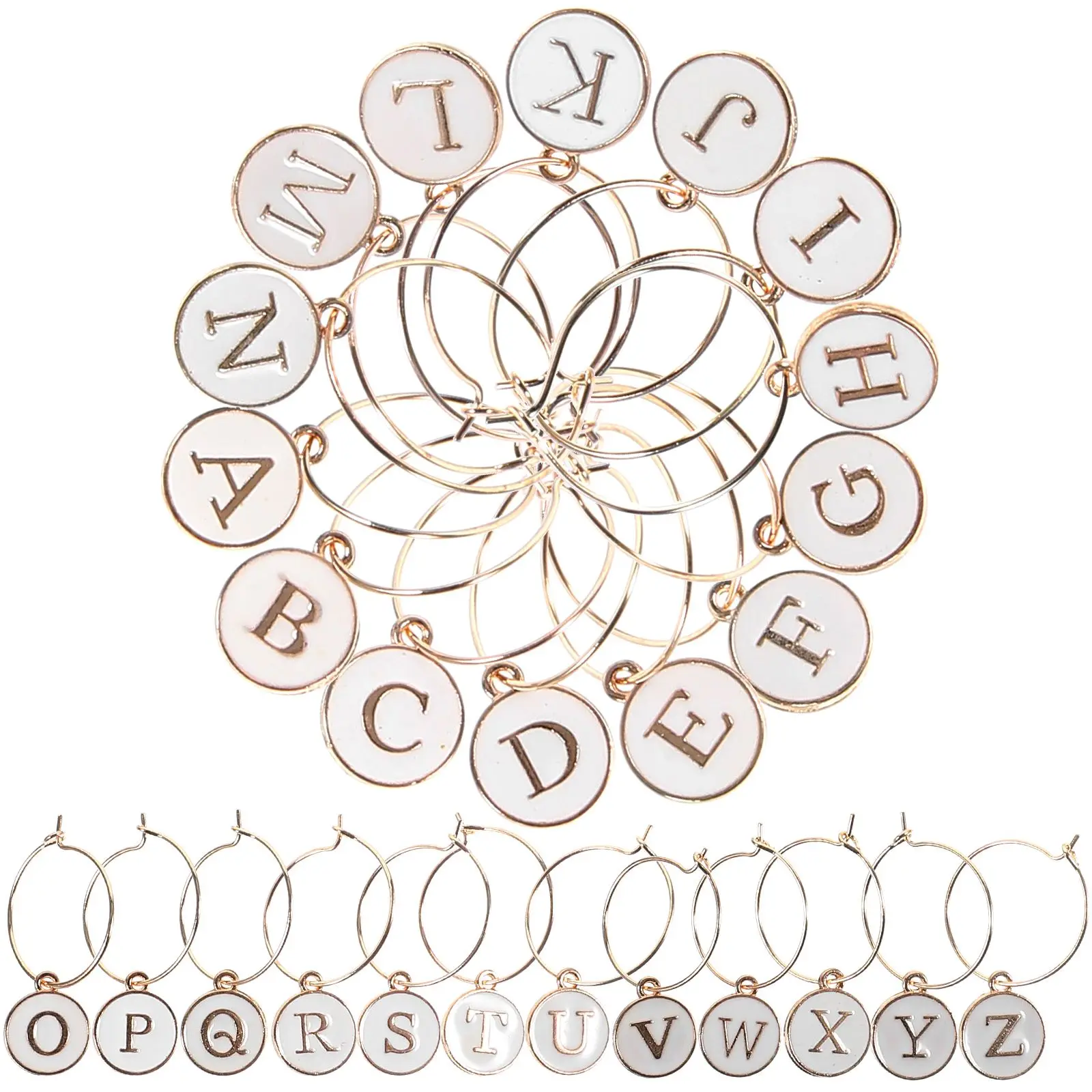 26 Pcs Glass Markers Letter Charms White Double Sided Pendant Party Supplies Zinc Alloy Tags Kitchen Bar Tools
26 Pcs Glass Markers Letter Charms White Double Sided Pendant Party Supplies Zinc Alloy Tags Kitchen Bar Tools