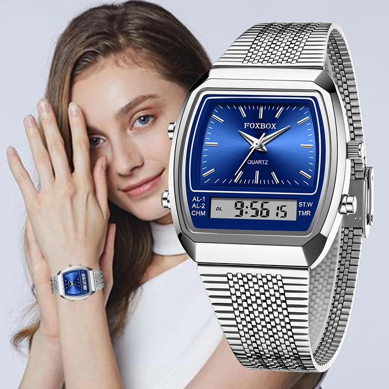 FOXBOX electronic watch 2026 business Women's Watch fashion dual display luminous women's quartz wrist watch waterproof clock
FOXBOX electronic watch 2026 business Women's Watch fashion dual display luminous women's quartz wrist watch waterproof clock