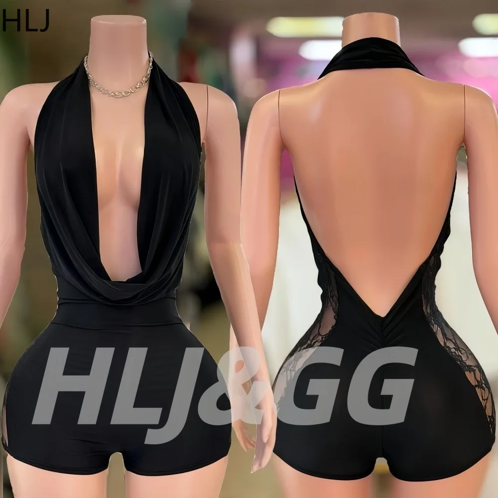 HLJ Sexy Black Halter Bodycon Romper for Women Deep V Neck Lace Patchwork Jumpsuit Female Night Club Party Outfit Overalls New
HLJ Sexy Black Halter Bodycon Romper for Women Deep V Neck Lace Patchwork Jumpsuit Female Night Club Party Outfit Overalls New