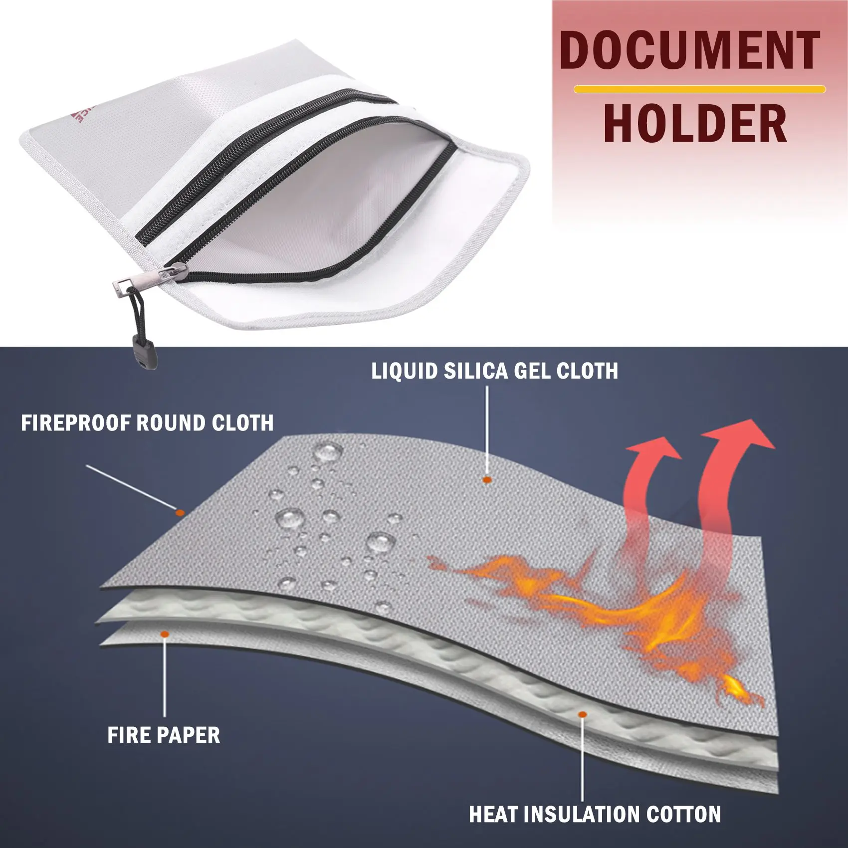 A03V Fireproof Document Bag,Waterproof and Fireproof Money Bag with Zipper,Fireproof Safe Storage Pouch for Passport Ect.
A03V Fireproof Document Bag,Waterproof and Fireproof Money Bag with Zipper,Fireproof Safe Storage Pouch for Passport Ect.