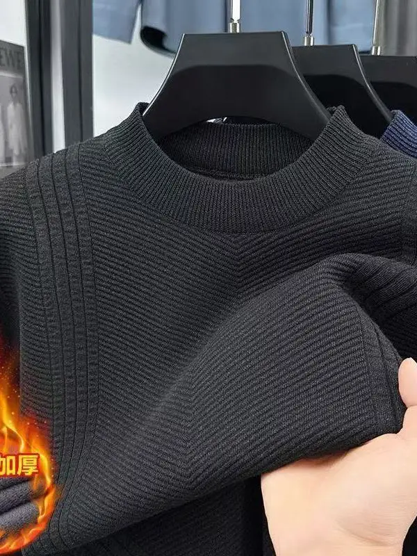 Мужской вязаный свитер с круглым вырезом, утепленный, весенне-осенний, новый, теплый, в полоску, базовый слой
Мужской вязаный свитер с круглым вырезом, утепленный, весенне-осенний, новый, теплый, в полоску, базовый слой