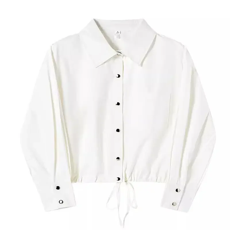 Осенняя свободная куртка нового дизайна, короткая рубашка с длинными рукавами и шнурком для женщин
Осенняя свободная куртка нового дизайна, короткая рубашка с длинными рукавами и шнурком для женщин