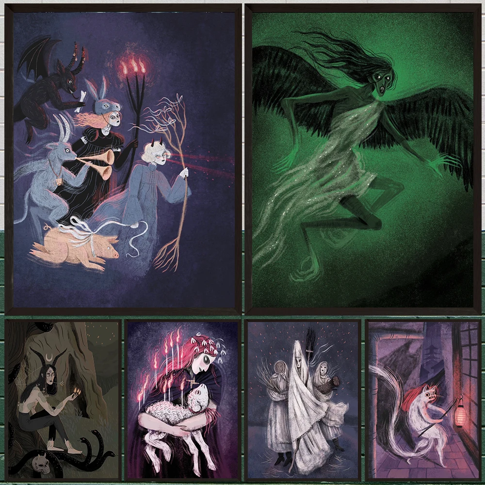 Dark Occult & Witchy Wall Art, Witches' Sabbath,Fallen Angel, Horned Goddess & Goat Rider Gothic Art Poster Print Decor Unframed
Dark Occult & Witchy Wall Art, Witches' Sabbath,Fallen Angel, Horned Goddess & Goat Rider Gothic Art Poster Print Decor Unframed