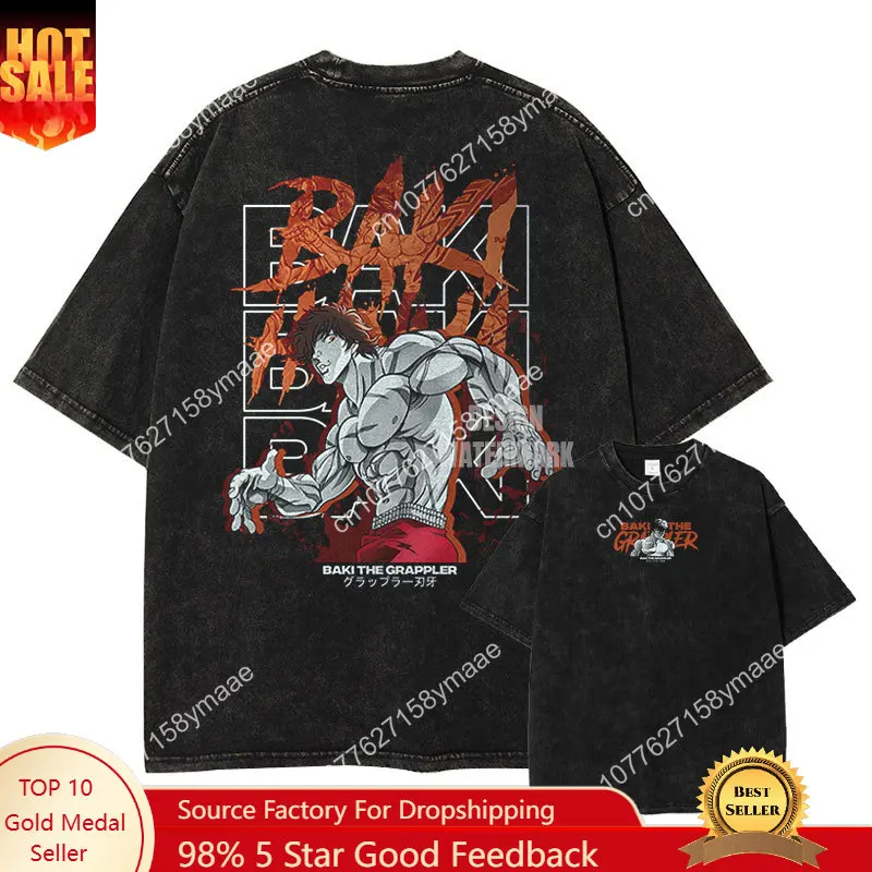 Anime Baki T-shirt Oversized Vintage Washed Baki Hanma T-shirts Manga Yuujirou Biscuit Oliva Harajuku Tops Tees Man 100% Cotton
Anime Baki T-shirt Oversized Vintage Washed Baki Hanma T-shirts Manga Yuujirou Biscuit Oliva Harajuku Tops Tees Man 100% Cotton