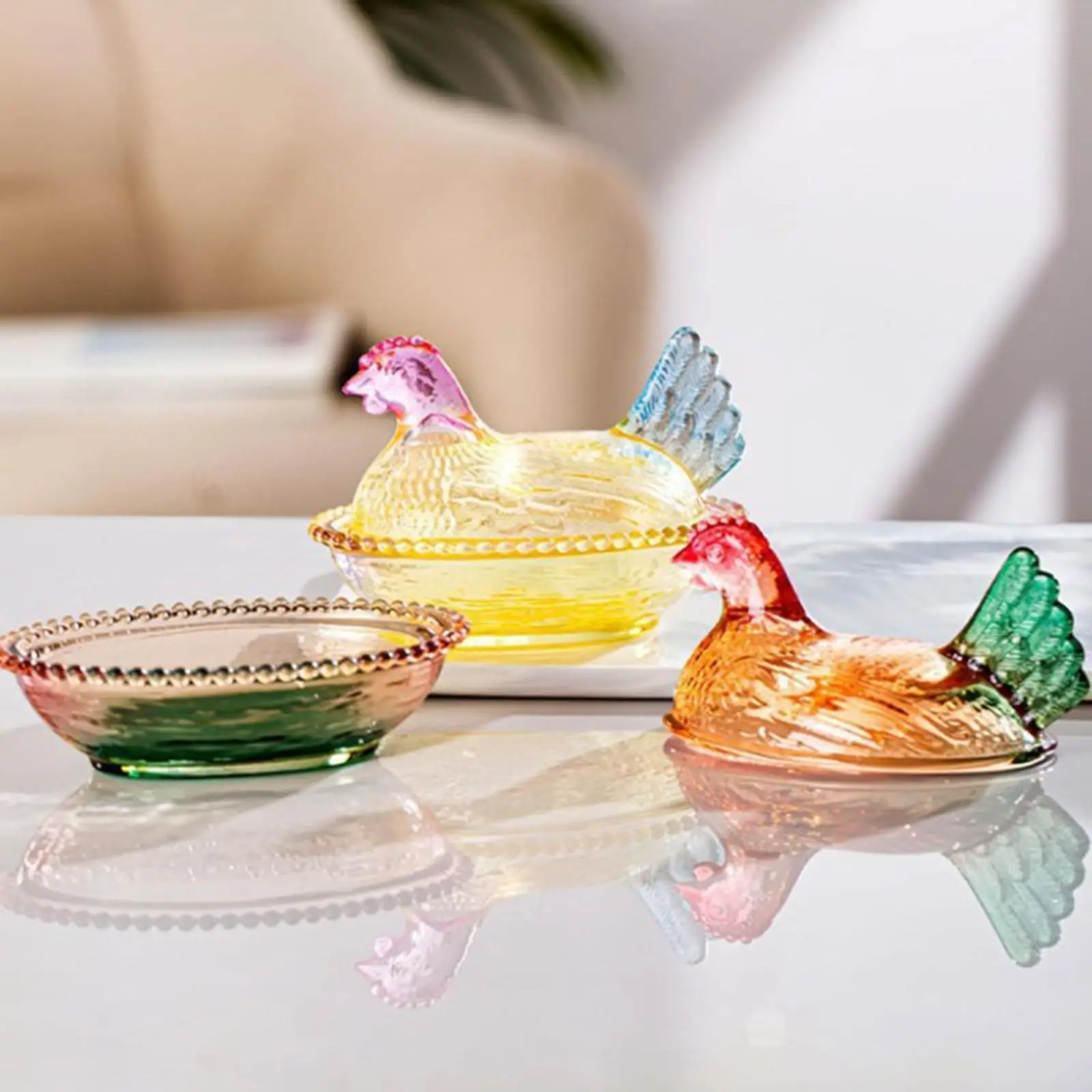Маленькая стеклянная банка для конфет с дизайном в виде курицы, контейнер для закусок с крышкой для украшения и хранения на домашнем столе
Маленькая стеклянная банка для конфет с дизайном в виде курицы, контейнер для закусок с крышкой для украшения и хранения на домашнем столе