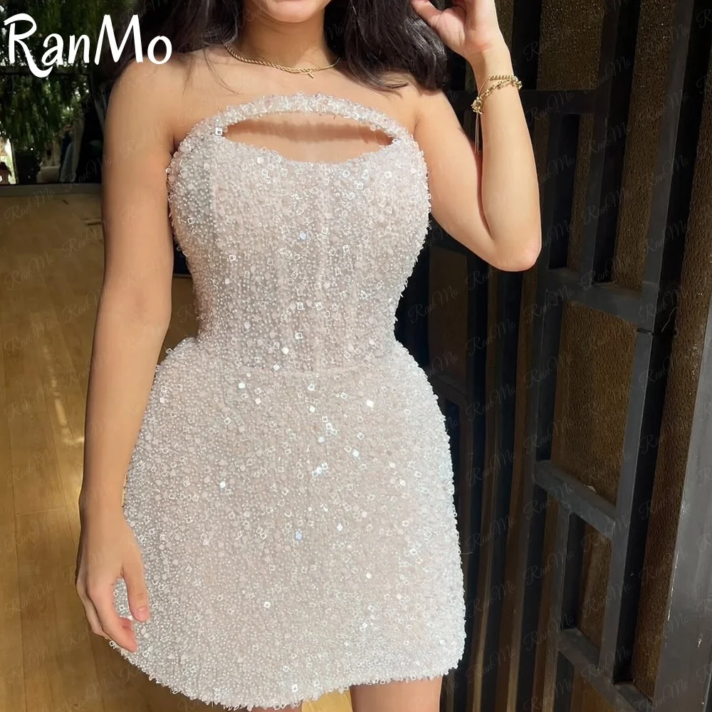 Ranmo 2025 Luxury Pearl Embroidery Lace Sleeveless Short Wedding Dresses Brides Prom Gown Strapless Mini Dreess Customized New
Ranmo 2025 Luxury Pearl Embroidery Lace Sleeveless Short Wedding Dresses Brides Prom Gown Strapless Mini Dreess Customized New