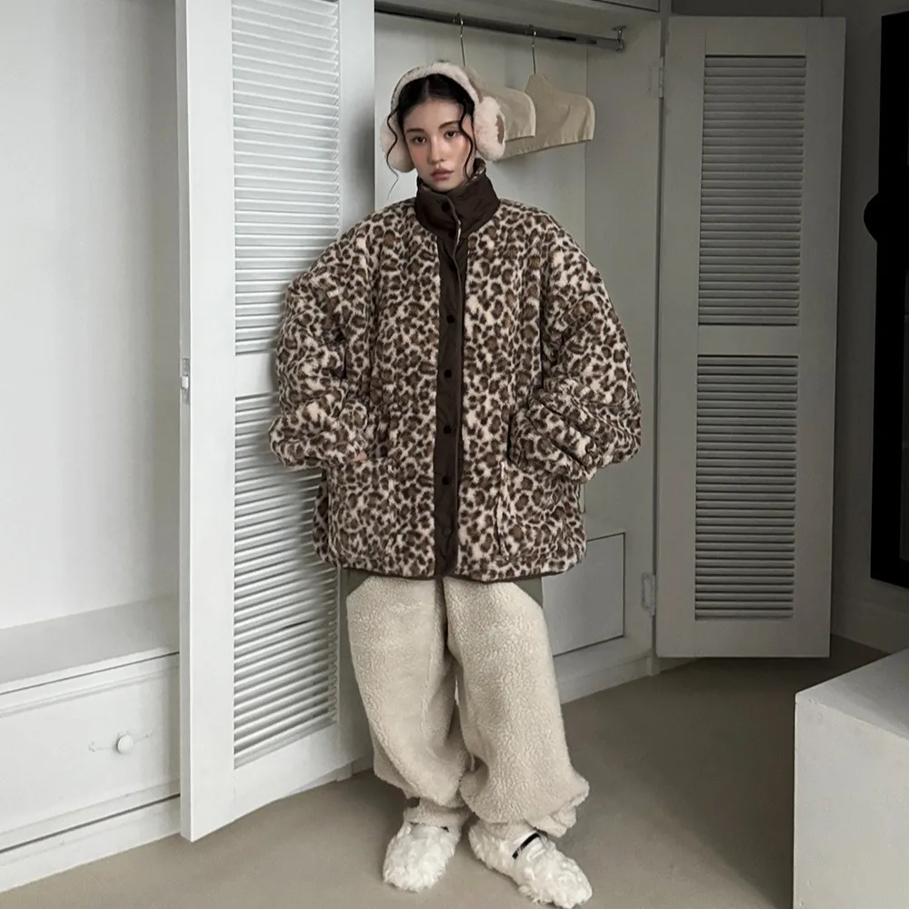 Retro Personalized Stand Collar Color Blo Leopard Print Cotton Jaet Women's Winter New Sle Double ket Versatile Top
Retro Personalized Stand Collar Color Blo Leopard Print Cotton Jaet Women's Winter New Sle Double ket Versatile Top