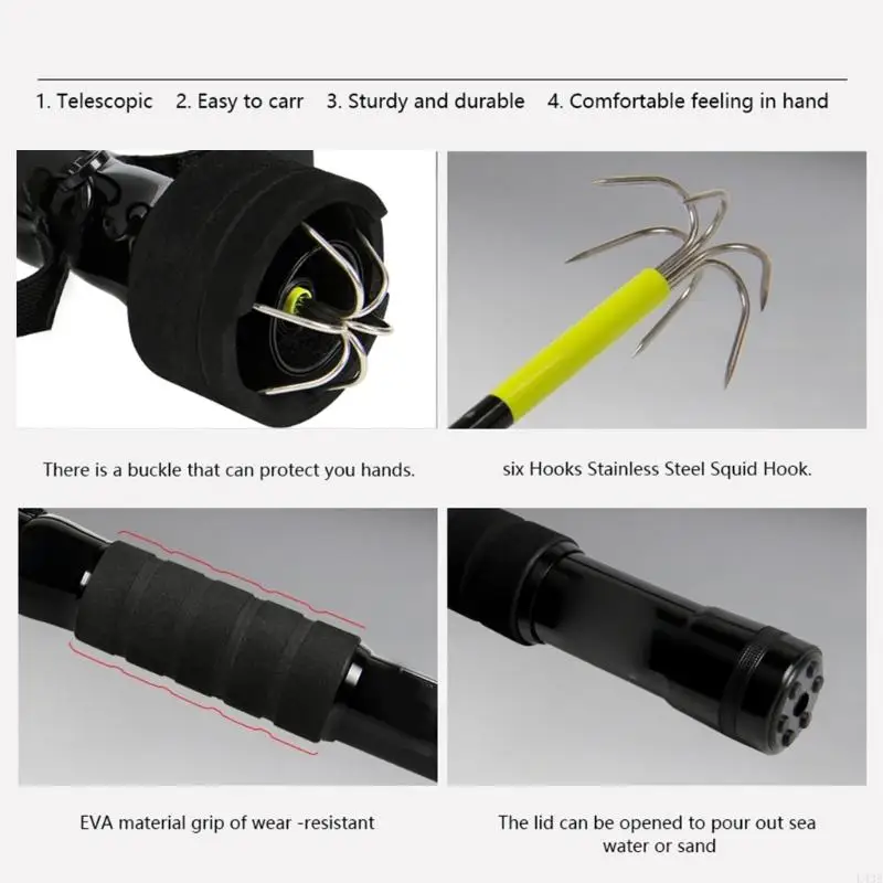 Telescopic Contractile Gripper Squid Hook Professional Six Claw Squid Gaff
Telescopic Contractile Gripper Squid Hook Professional Six Claw Squid Gaff