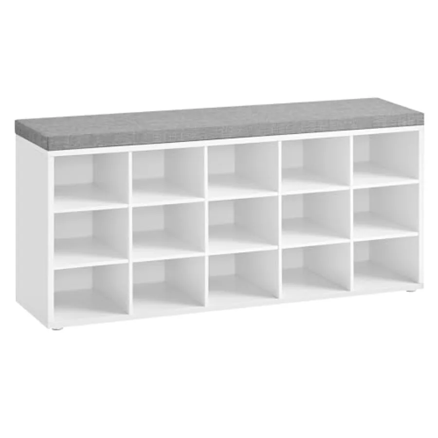 Shoe Bench Storage Bench with Padded Seat Entryway Bench with 15 Compartments Cloud White and Dove Gray for Bedroom 11.8 x 41.3
Shoe Bench Storage Bench with Padded Seat Entryway Bench with 15 Compartments Cloud White and Dove Gray for Bedroom 11.8 x 41.3