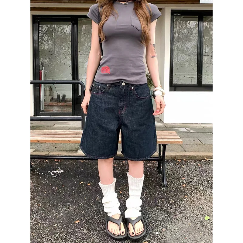Summer Women American Retro Jorts Punk Jean Shorts Black Y2K 2000s Harajuku Denim Calf-Length Pant Japanese High Street
Summer Women American Retro Jorts Punk Jean Shorts Black Y2K 2000s Harajuku Denim Calf-Length Pant Japanese High Street