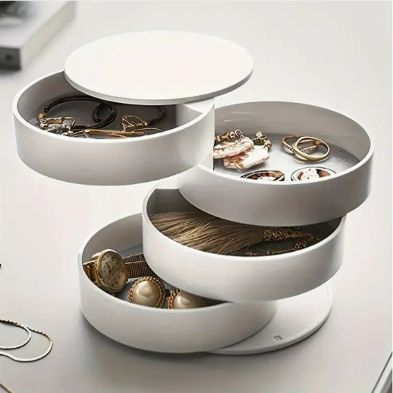 Elegant 3-Tier Spinning Jewelry Box with Lid – Organize Rings, Earrings, Necklaces & Hair Accessories – Compact Vanity Stora
Elegant 3-Tier Spinning Jewelry Box with Lid – Organize Rings, Earrings, Necklaces & Hair Accessories – Compact Vanity Stora