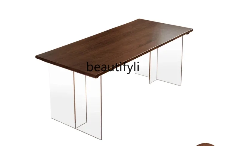 V North American black walnut dining table acrlic suspension desk, solid wood home office computer desk
V North American black walnut dining table acrlic suspension desk, solid wood home office computer desk