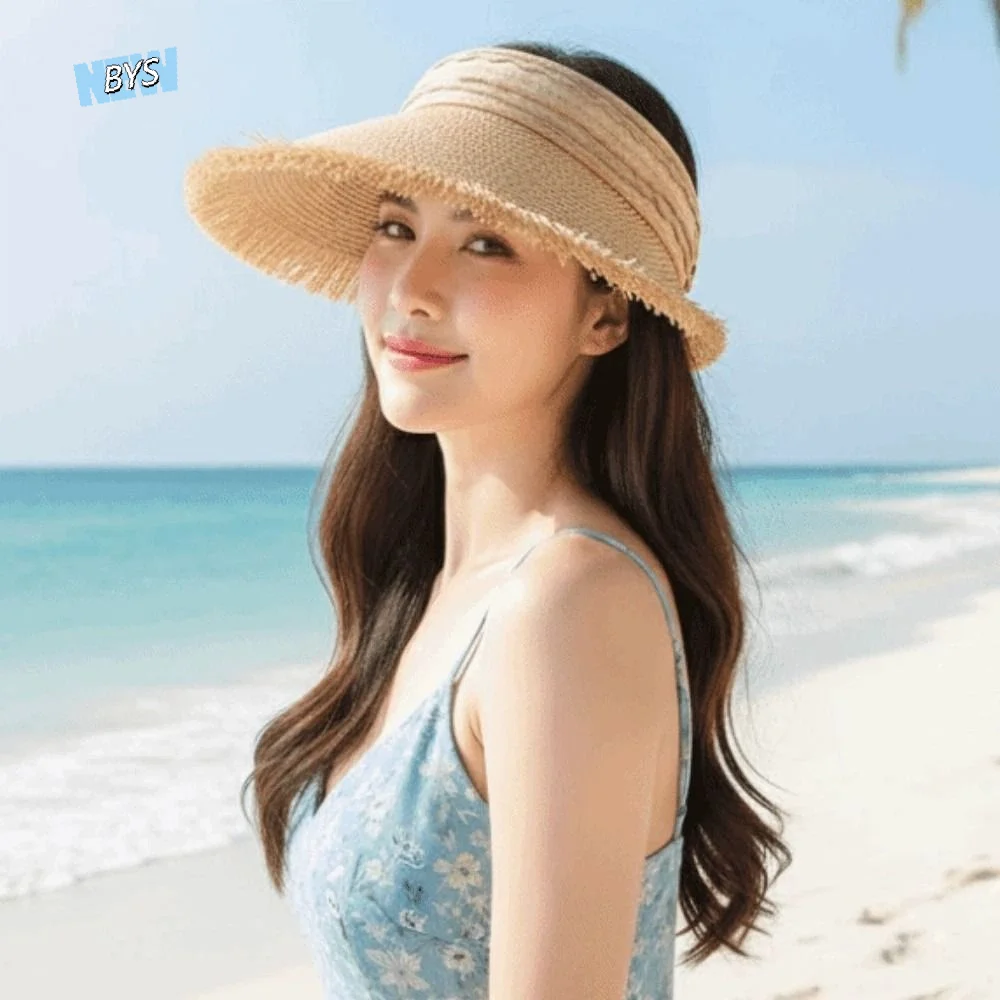 Portable Straw Visor Cap Solid Color Polyester Sunscreen Empty Top Hat Breathable Lightweight Wide Brim Woven Cap
Portable Straw Visor Cap Solid Color Polyester Sunscreen Empty Top Hat Breathable Lightweight Wide Brim Woven Cap