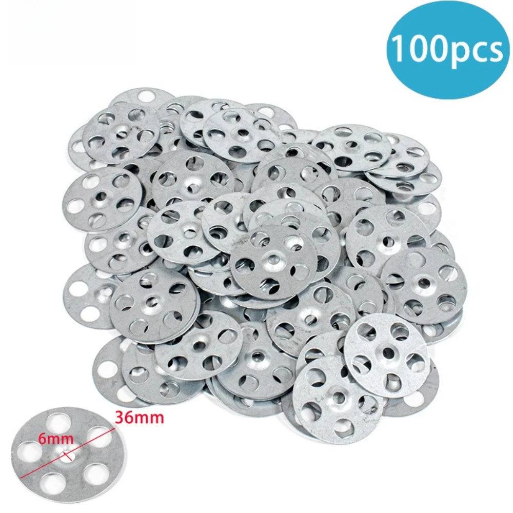 100 шт. шайб из углеродистой стали 36x6 мм для крепления плитки и изоляции, оцинкованные белым цинком, плоские шайбы с 6 отверстиями
100 шт. шайб из углеродистой стали 36x6 мм для крепления плитки и изоляции, оцинкованные белым цинком, плоские шайбы с 6 отверстиями