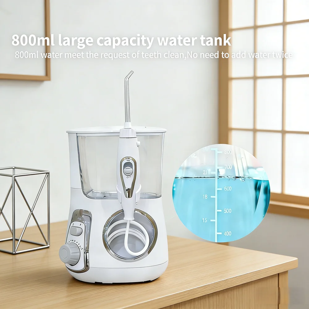 10 Modes 800ML Desktop Electric Oral Irrigator 5 Replaceable Nozzles Water Flosser for Teeth Cleaning & Anti-Bad Breath
10 Modes 800ML Desktop Electric Oral Irrigator 5 Replaceable Nozzles Water Flosser for Teeth Cleaning & Anti-Bad Breath
