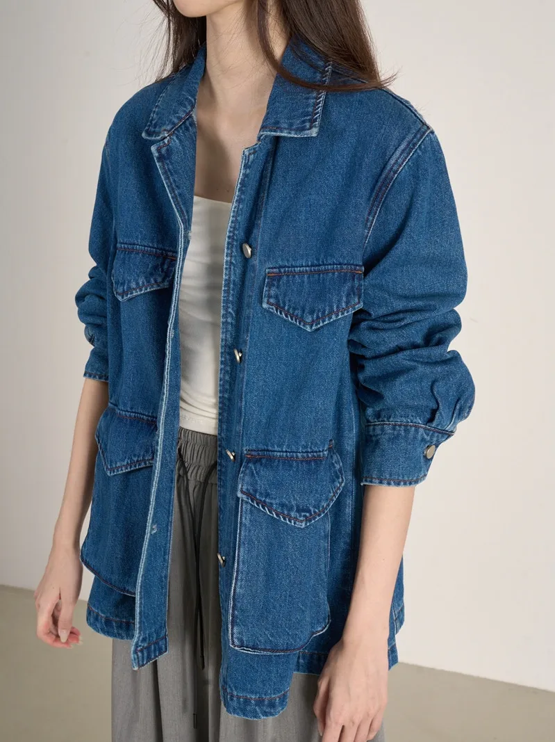 Джинсовая куртка LANVIVIER Casual Sle средней длины для женщин, прямого кроя, осенняя верхняя одежда в стиле рабочей одежды
Джинсовая куртка LANVIVIER Casual Sle средней длины для женщин, прямого кроя, осенняя верхняя одежда в стиле рабочей одежды