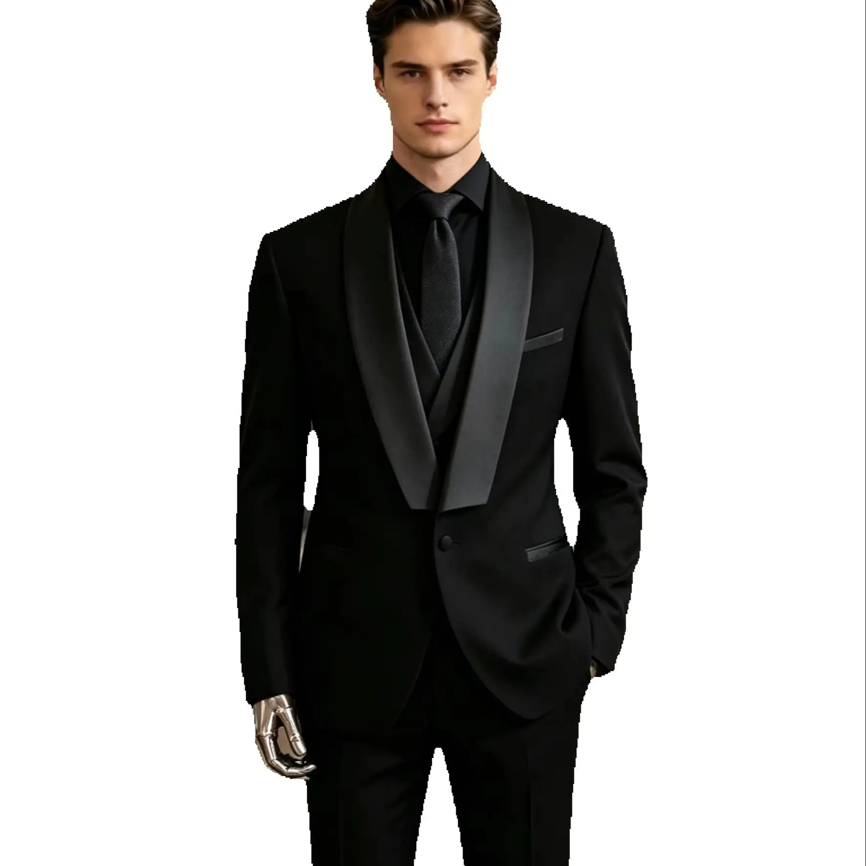 3 Pieces Black Suits for Men Elegant Slim Fit Blazer Vest Pants Set Formal Business Wedding Tuxedos for Men Casual Men Clothing
3 Pieces Black Suits for Men Elegant Slim Fit Blazer Vest Pants Set Formal Business Wedding Tuxedos for Men Casual Men Clothing