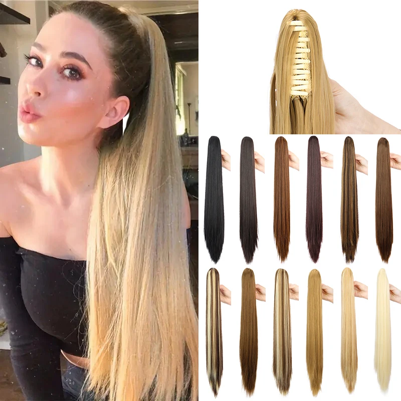 24Inch Synthetic Long Straight Claw Clip On Ponytail Hair Extensions Heat Resistant Ponytail Blonde Black Hairpiece for Women
24Inch Synthetic Long Straight Claw Clip On Ponytail Hair Extensions Heat Resistant Ponytail Blonde Black Hairpiece for Women