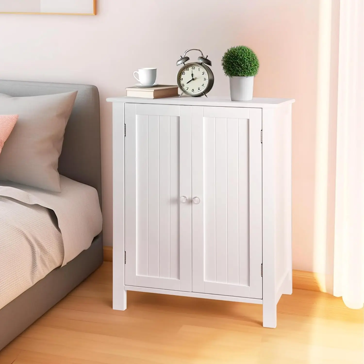 Bathroom Floor Storage Cabinet with Double Door + Adjustable Shelf, Wooden Organizer Cabinet for Living Room, Customized
Bathroom Floor Storage Cabinet with Double Door + Adjustable Shelf, Wooden Organizer Cabinet for Living Room, Customized
