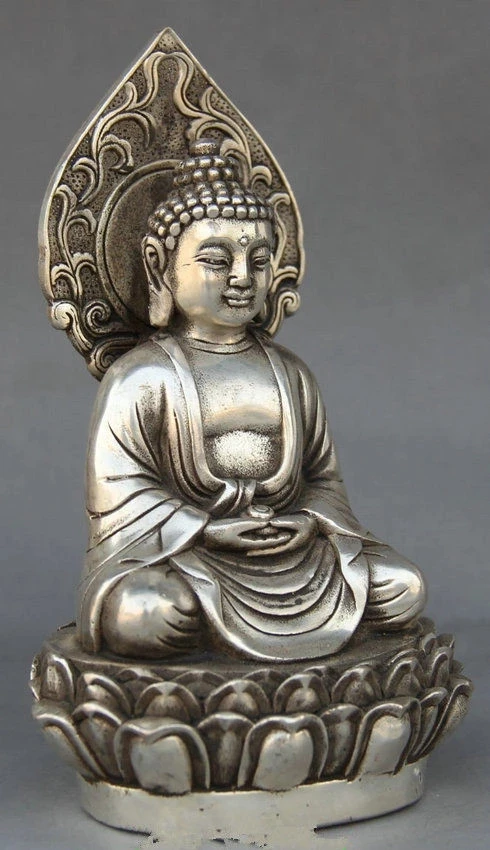 Estatua tibetana de plata de Shakyamuni, asiento de Buda de Amitabha, artesanía de metal para Decoración
Estatua tibetana de plata de Shakyamuni, asiento de Buda de Amitabha, artesanía de metal para Decoración