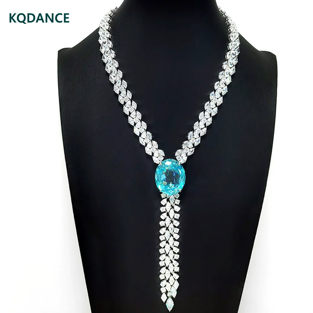 KQDANCE Real 925 Sterling Silver Synthetic Blue Paraiba Gemstone Pendant Tassel Necklace Party Fine Jewelry Gifts For Women
KQDANCE Real 925 Sterling Silver Synthetic Blue Paraiba Gemstone Pendant Tassel Necklace Party Fine Jewelry Gifts For Women