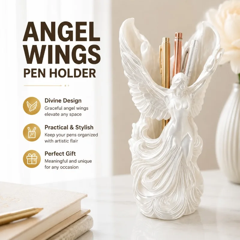 3D Printed Angel Wings Pen Holder Creative Desktop Sculpture Ornament Artistic Tabletop Decoration Statue Stylish Stationery
3D Printed Angel Wings Pen Holder Creative Desktop Sculpture Ornament Artistic Tabletop Decoration Statue Stylish Stationery