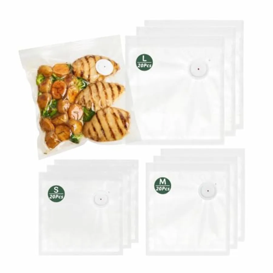Reusable Vacuum Sealer Bags for Food 60Pcs S/M/L,BPA-Free Sous Vide Bags for Microwave Heating, Cooking and Freezer Storage, Co
Reusable Vacuum Sealer Bags for Food 60Pcs S/M/L,BPA-Free Sous Vide Bags for Microwave Heating, Cooking and Freezer Storage, Co