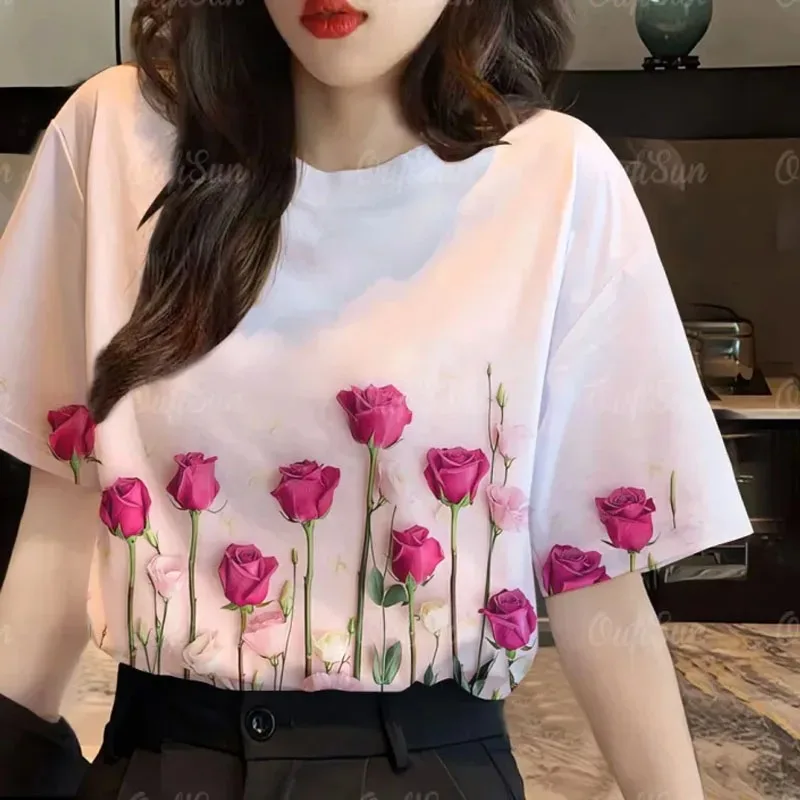 Summer Hot Sale Small Fresh Flowers 3D Printed Short-sleeved Women Casual Fashion Round Neck T-shirt
Summer Hot Sale Small Fresh Flowers 3D Printed Short-sleeved Women Casual Fashion Round Neck T-shirt