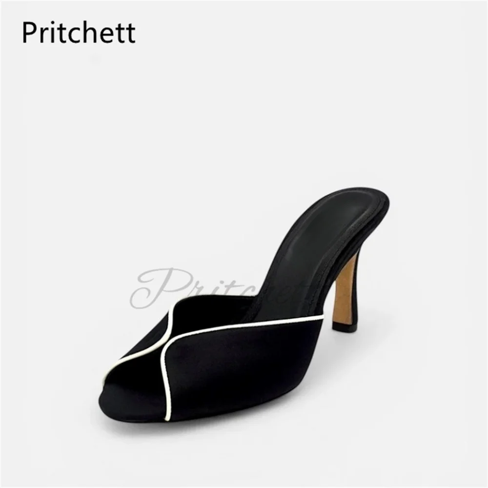 Women's Black Satin Peep Toe Slippers High Heels Mules Sexy Stiletto Slip On Summer Shallow Breathable Dress Shoes New Arrivals
Women's Black Satin Peep Toe Slippers High Heels Mules Sexy Stiletto Slip On Summer Shallow Breathable Dress Shoes New Arrivals