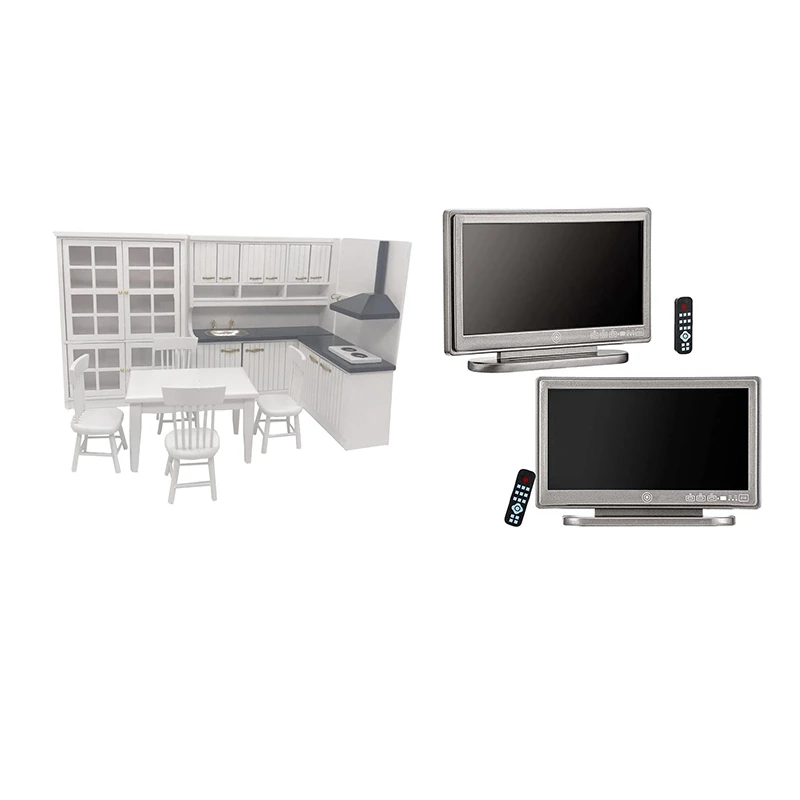 1/12 Dollhouse Modern Sense Furniture White Kitchen Cabinet Table Set With 2Pcs 1:12 Dollhouse Miniature TV Television
1/12 Dollhouse Modern Sense Furniture White Kitchen Cabinet Table Set With 2Pcs 1:12 Dollhouse Miniature TV Television