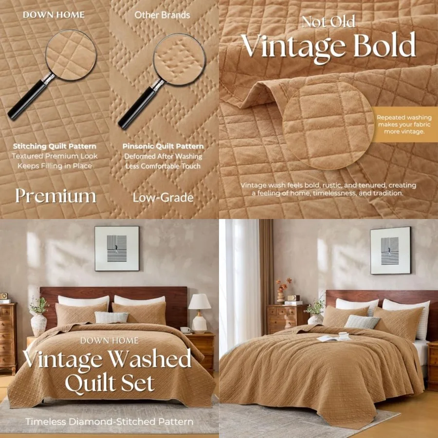 Quilt Set with Shams Lightweight Quilted Bedspread Coverlet Thin Comforter Bed Cover Vintage Washed Quilted Blanket for All Sea
Quilt Set with Shams Lightweight Quilted Bedspread Coverlet Thin Comforter Bed Cover Vintage Washed Quilted Blanket for All Sea