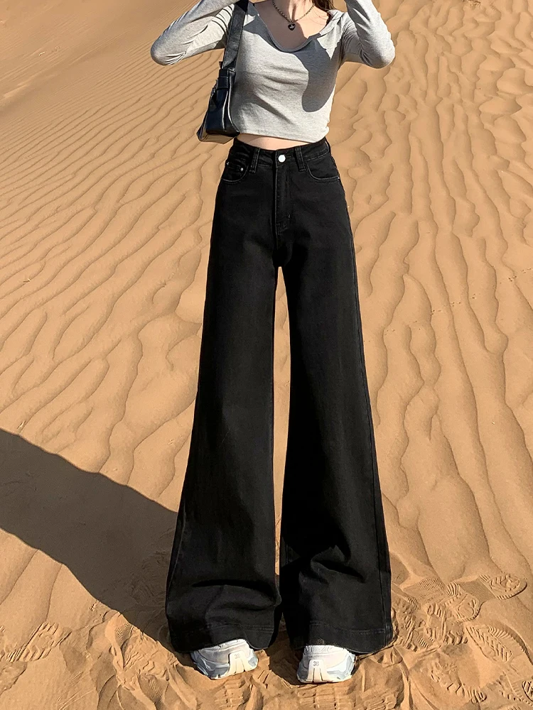 High Waist Wide Leg Black Denim Jeans Women's Loose Fit Autumn Winter New Style Vintage Loose Not Legging Drapey Flared Pants
High Waist Wide Leg Black Denim Jeans Women's Loose Fit Autumn Winter New Style Vintage Loose Not Legging Drapey Flared Pants