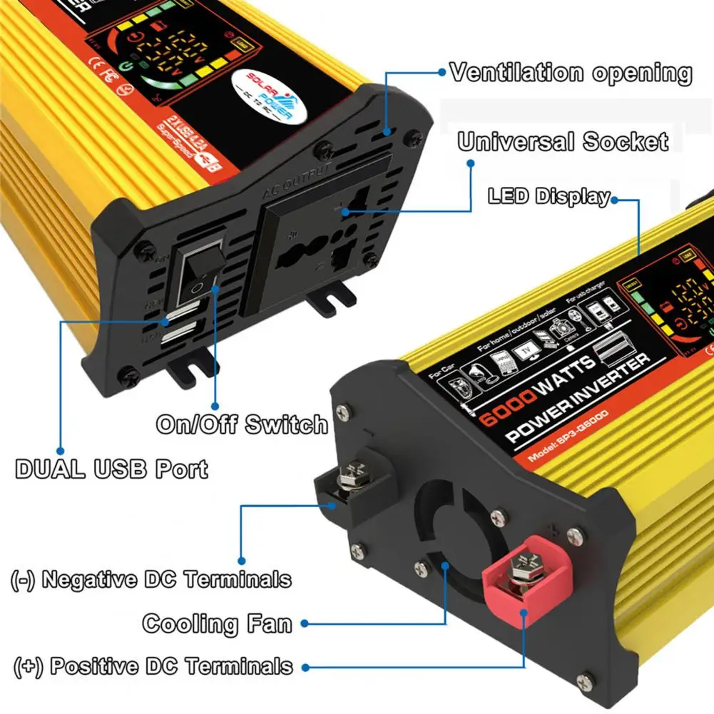 Power Inverter 1 Set Reliable Dual USB Port Digital MCU Control DC 12V to AC 220V/110V Inverter Adapter Auto Accessories
Power Inverter 1 Set Reliable Dual USB Port Digital MCU Control DC 12V to AC 220V/110V Inverter Adapter Auto Accessories