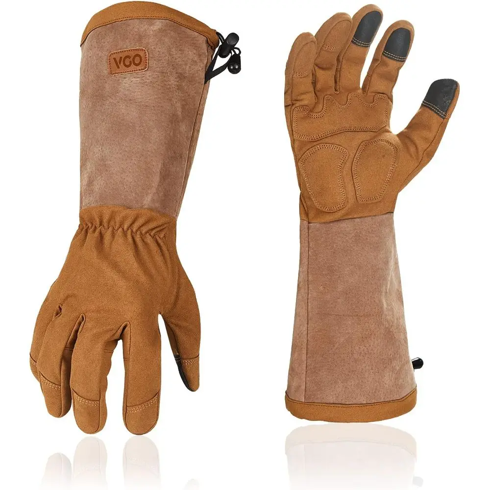 Men's Extra-Long Leather Gardening Gloves, Gauntlet with Adjustable Cu, Puncture & Thorn Proo, Touchsn (SL6592)
Men's Extra-Long Leather Gardening Gloves, Gauntlet with Adjustable Cu, Puncture & Thorn Proo, Touchsn (SL6592)