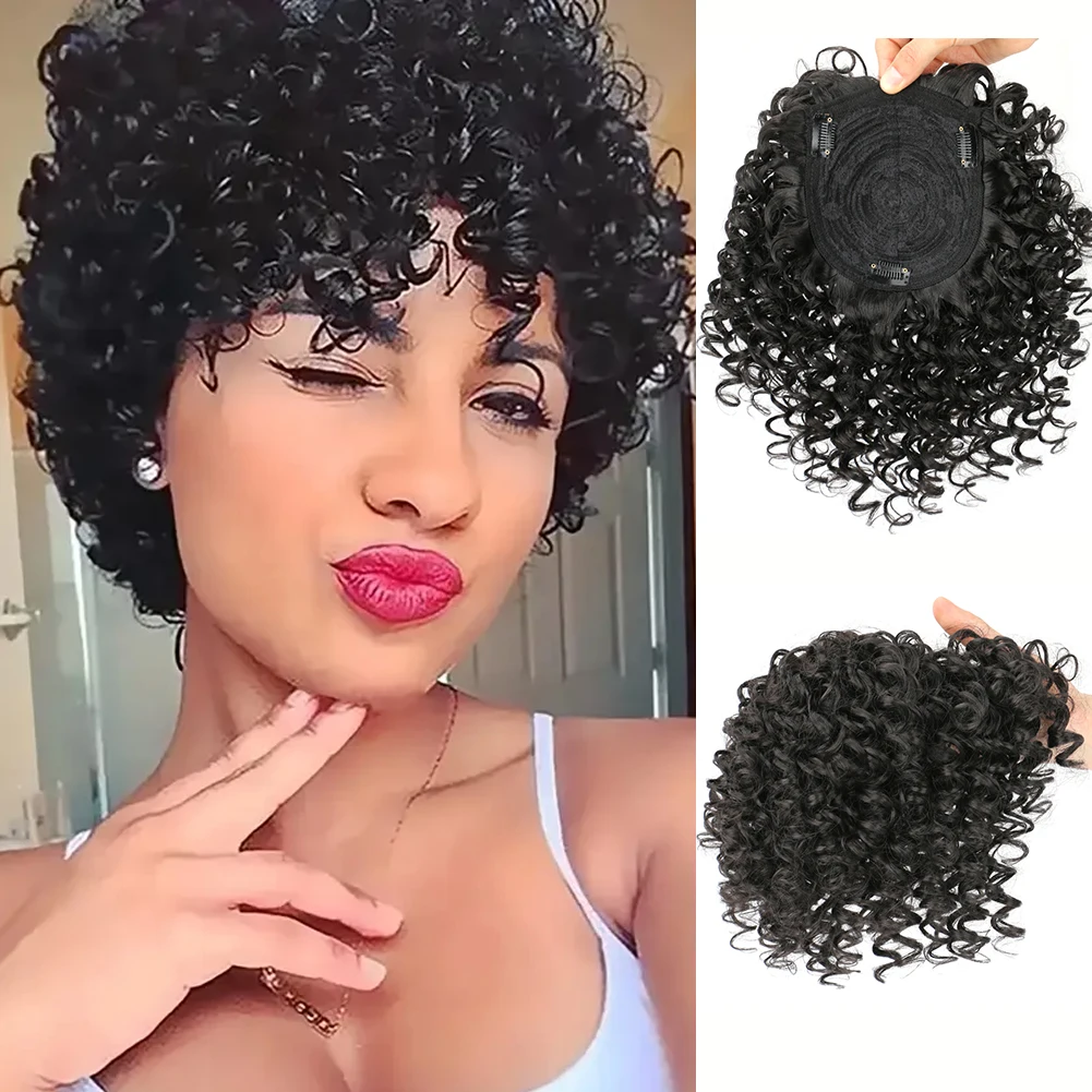 Synthetic Curly Wavy Hair Topper With Bangs Short Fluffy Afro Kinky Curly Half Wigs Clip In Hair Piece For Women
Synthetic Curly Wavy Hair Topper With Bangs Short Fluffy Afro Kinky Curly Half Wigs Clip In Hair Piece For Women