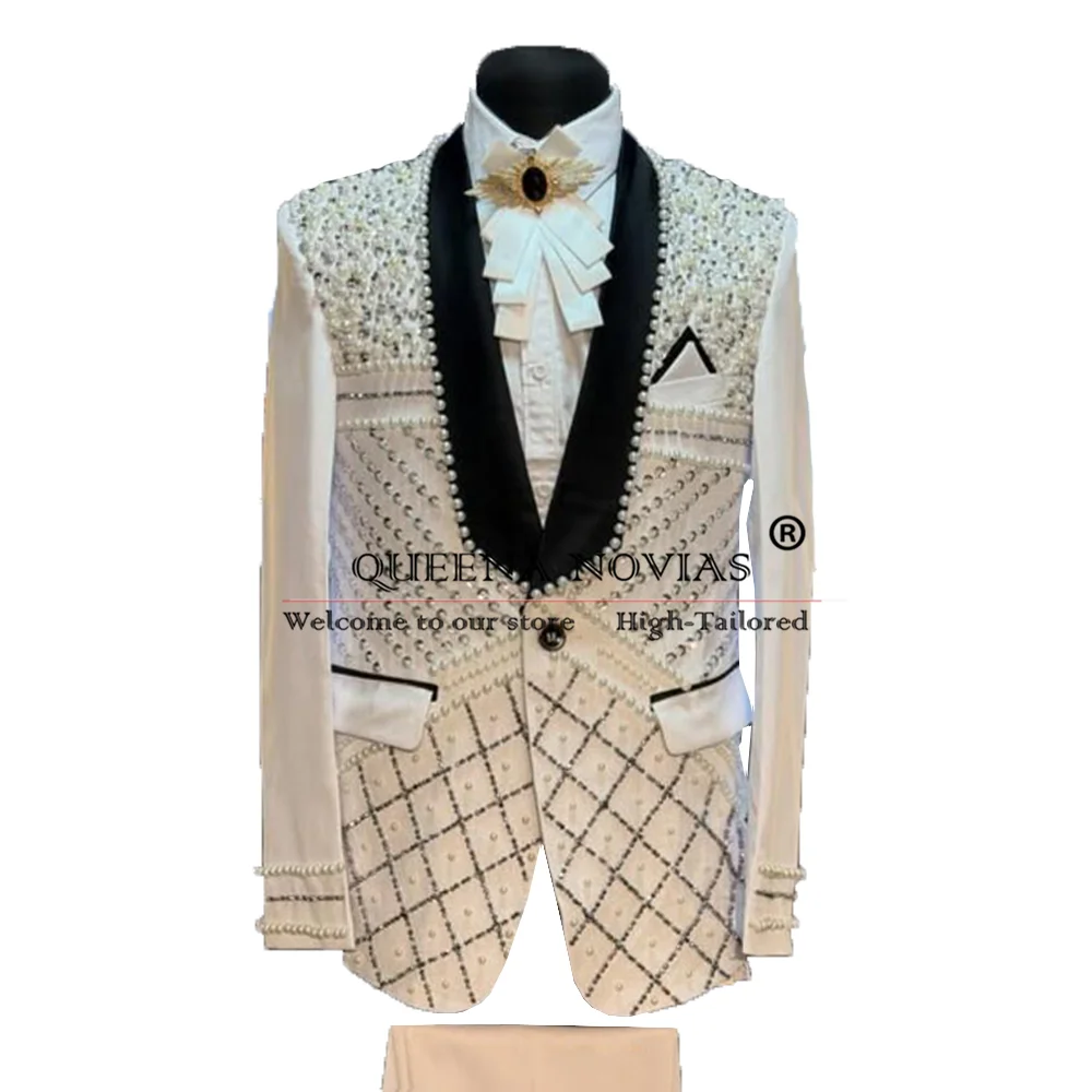 Luxury Groom Wedding Tuxedo Jewelry Beaded Stones Men's Suits 2-Piece Man Business Outfits Blazer Customized traje de hombre
Luxury Groom Wedding Tuxedo Jewelry Beaded Stones Men's Suits 2-Piece Man Business Outfits Blazer Customized traje de hombre