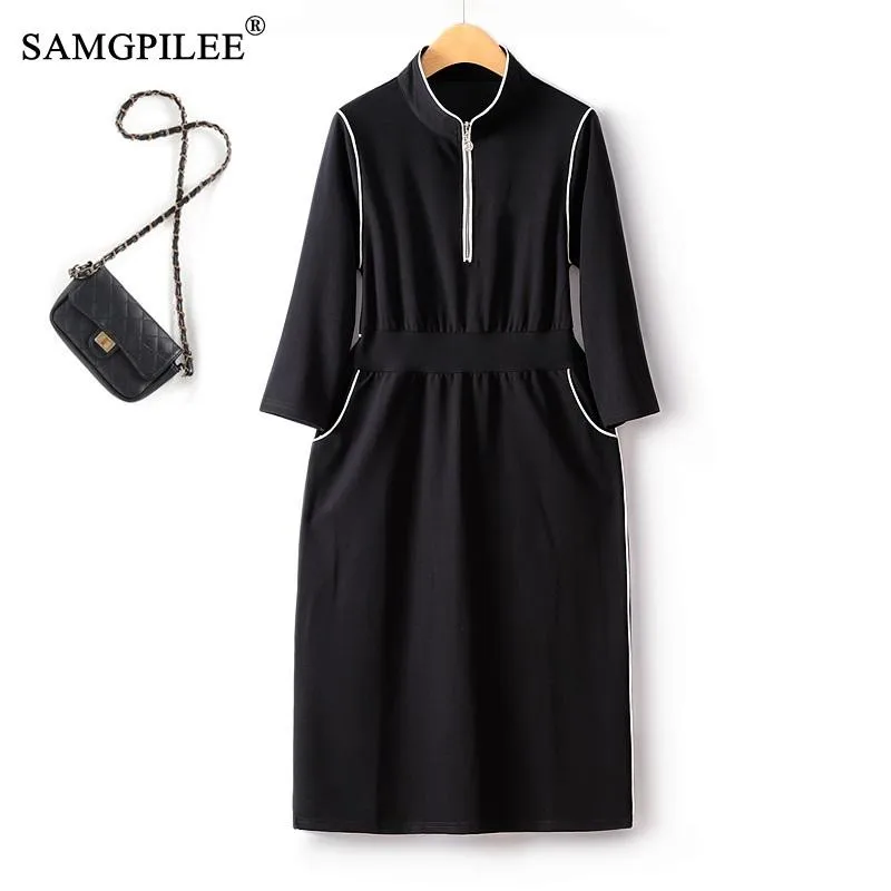 2023 Autumn New Casual Female Dress Slim Color Matching White Edge Waist Elastic Knee Length Guard Commuting Dresses Women 4XL
2023 Autumn New Casual Female Dress Slim Color Matching White Edge Waist Elastic Knee Length Guard Commuting Dresses Women 4XL