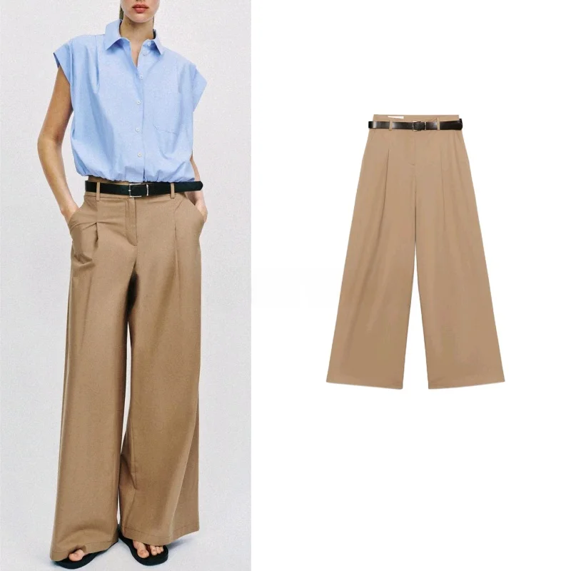 Spring Summer New Women's High Waist Zipper Long Wide Leg Pants with Belted Pockets Pleated Casual Trousers Fashionable Commu...
Spring Summer New Women's High Waist Zipper Long Wide Leg Pants with Belted Pockets Pleated Casual Trousers Fashionable Commu...
