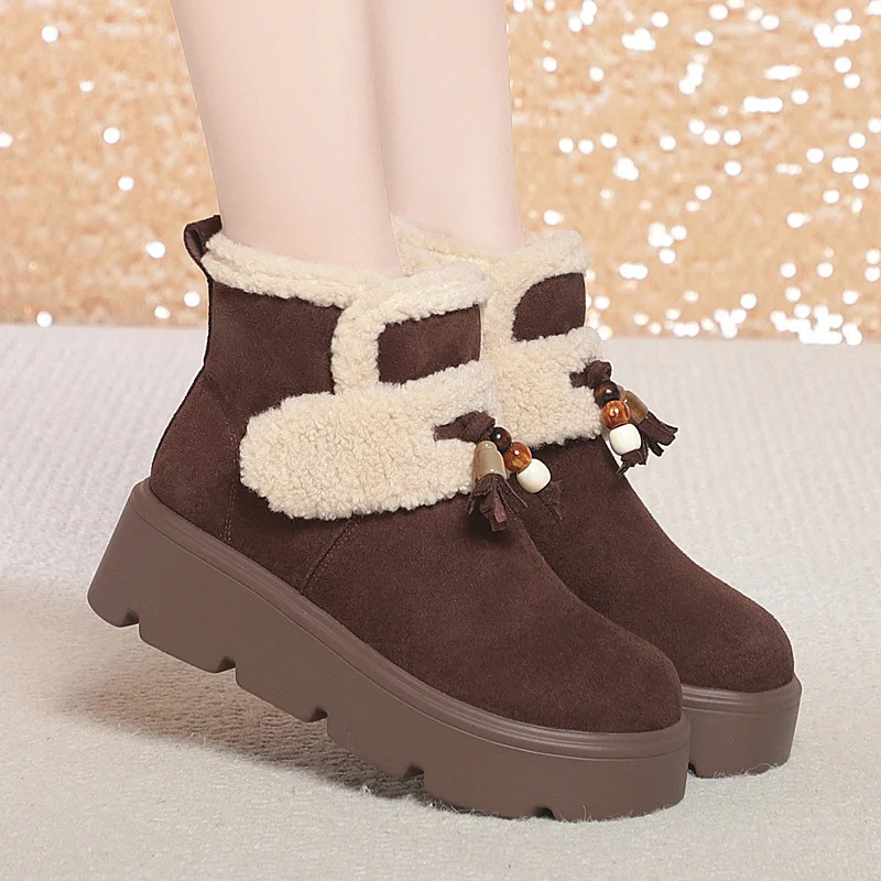 5cm All Match Comfortable Suede Leather Bead Boots Women's Winter Shoes 2025 Flat Platform Warm Fur Ankle Snow Boots Office Mom
5cm All Match Comfortable Suede Leather Bead Boots Women's Winter Shoes 2025 Flat Platform Warm Fur Ankle Snow Boots Office Mom