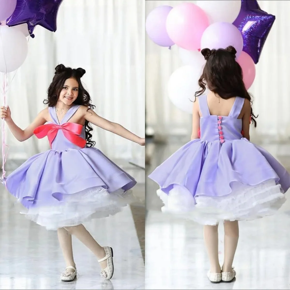 Lavender Flower Girl Dresses for Wedding With Bow Knee Length Girl Kids Birthday Ball Gown First Holy Communion Gowns Customized
Lavender Flower Girl Dresses for Wedding With Bow Knee Length Girl Kids Birthday Ball Gown First Holy Communion Gowns Customized