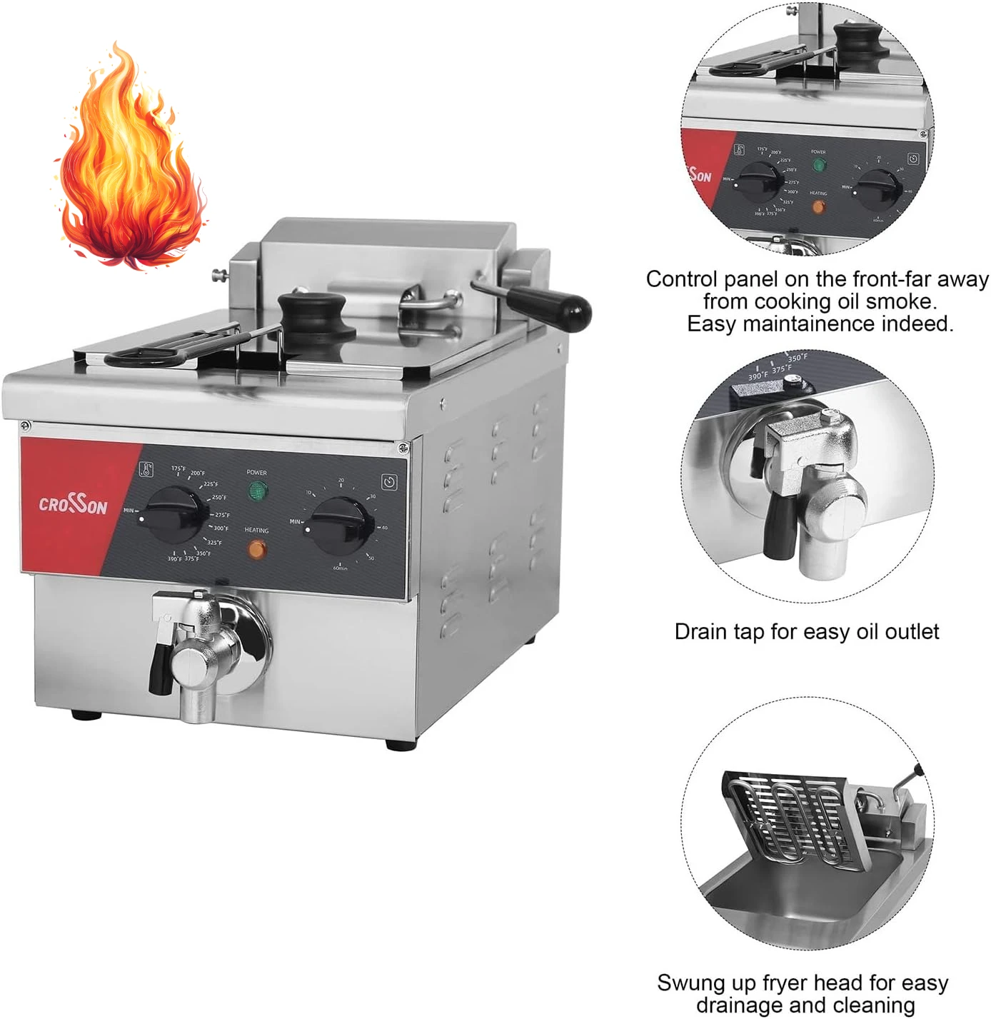 6L Electric Countertop Deep Fryer Extra Large with Drain,Timer,Basket and Lid for Restaurant Use 120V,1800W Commercial Deep
6L Electric Countertop Deep Fryer Extra Large with Drain,Timer,Basket and Lid for Restaurant Use 120V,1800W Commercial Deep