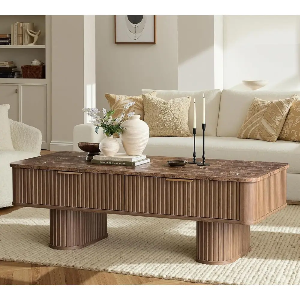Storage Coffee Table with Marble Top, Minimalist Center Table with Pedestal Legs for Living Room/Office, Walnut
Storage Coffee Table with Marble Top, Minimalist Center Table with Pedestal Legs for Living Room/Office, Walnut