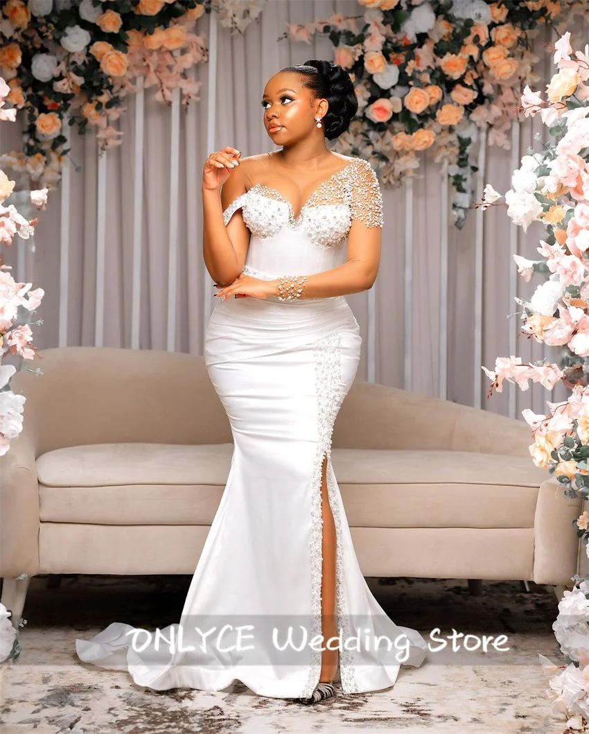 Elegant Satin Mermaid Wedding Dresses 2024 Bride O-Neck One Shoulder Beading Pearls Bridal Gowns Robe De Mariee Vestidos
Elegant Satin Mermaid Wedding Dresses 2024 Bride O-Neck One Shoulder Beading Pearls Bridal Gowns Robe De Mariee Vestidos