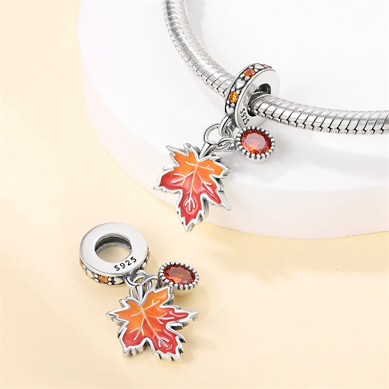 Hot Sales 925 Sterling Silver Golden Autumn Maple Leaves Charm Pendants Fit Original Bracelet DIY Women Birthday Jewelry Gifts
Hot Sales 925 Sterling Silver Golden Autumn Maple Leaves Charm Pendants Fit Original Bracelet DIY Women Birthday Jewelry Gifts