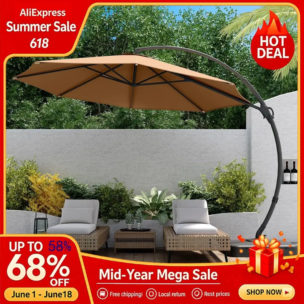 12 FT Curvy Cantilever Hanging Umbrella, 360° Rotation Heavy Duty with Base, Custom
12 FT Curvy Cantilever Hanging Umbrella, 360° Rotation Heavy Duty with Base, Custom