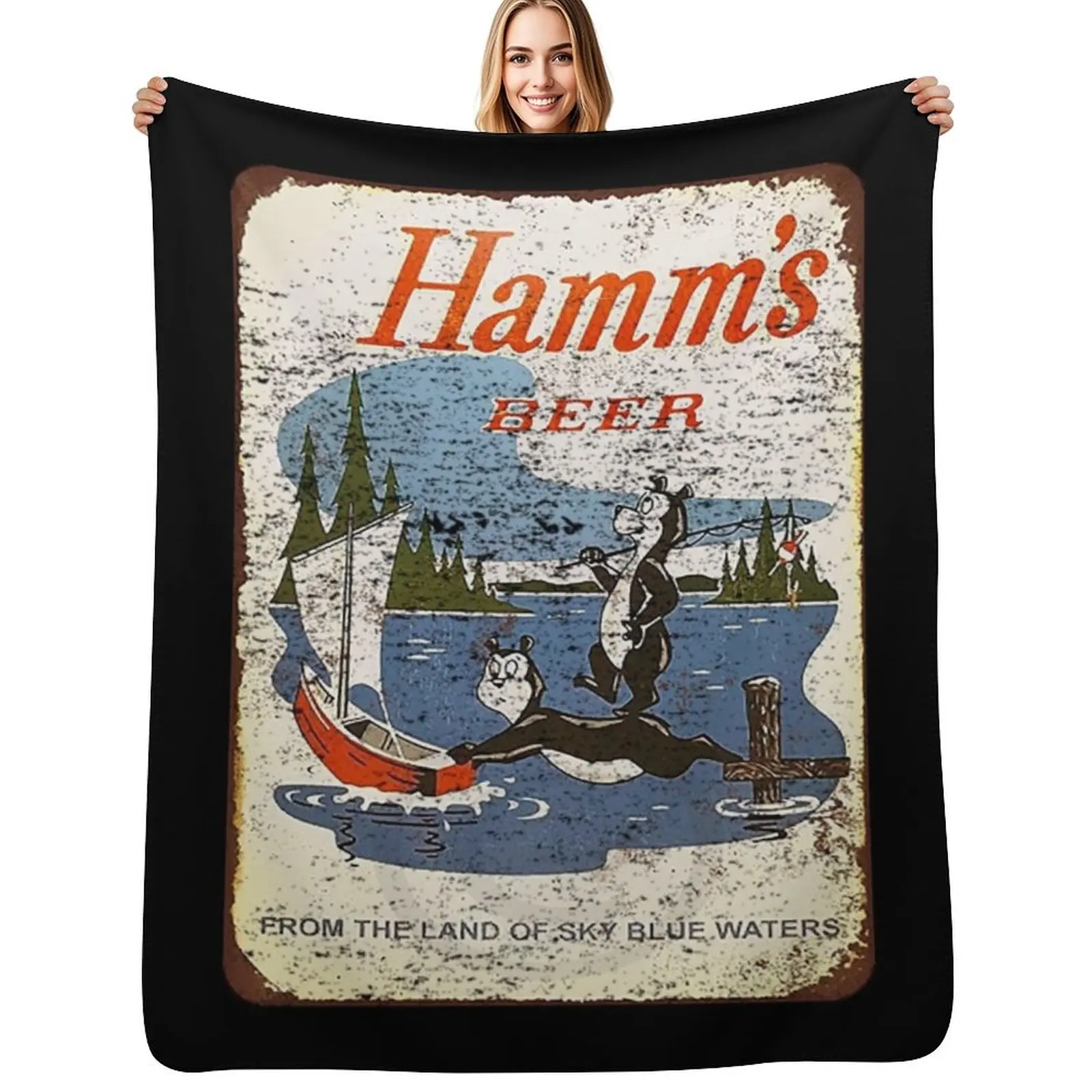 Hamms T-ShirtHamms Beer Sign Bear Vintage Distressed Throw Blanket Ultra Soft Flannel Fleece Blanket for All Seasons
Hamms T-ShirtHamms Beer Sign Bear Vintage Distressed Throw Blanket Ultra Soft Flannel Fleece Blanket for All Seasons