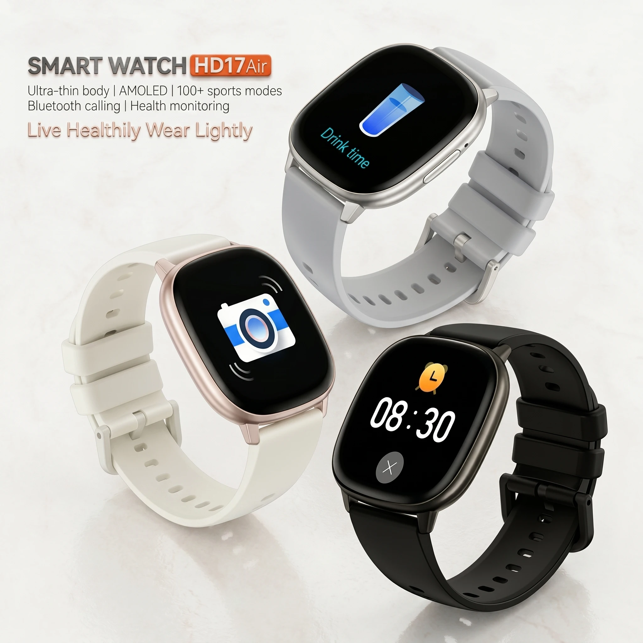 HD17 Air Smart Watch 1.73" AMOLED Display NFC Bluetooth Call Waterproof Travel Smartwatch Sport Health Monitoring Business Clock
HD17 Air Smart Watch 1.73" AMOLED Display NFC Bluetooth Call Waterproof Travel Smartwatch Sport Health Monitoring Business Clock
